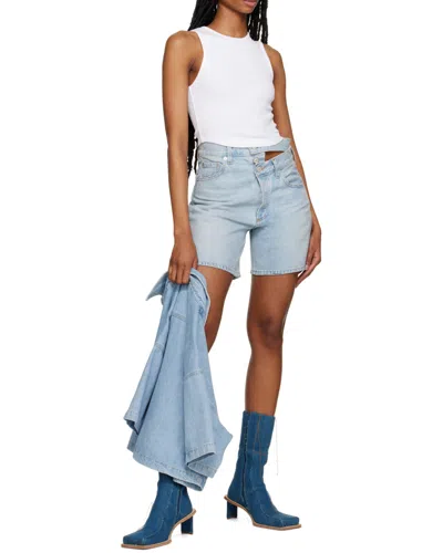 Agolde Nova Ribbed Stretch Blend Short Tank Vest In White