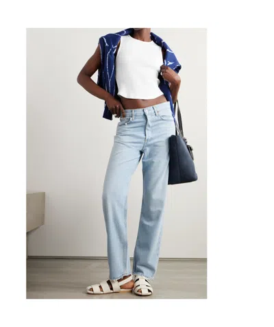 Agolde Nova Ribbed Stretch Blend Short Tank Vest In White