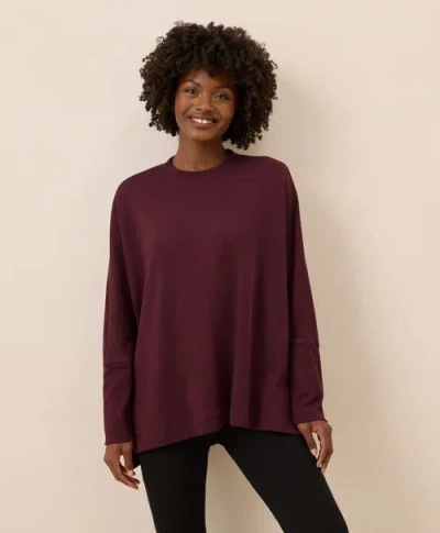 Pact Organic Cotton Airplane Long Sleeve Poncho In Burgundy
