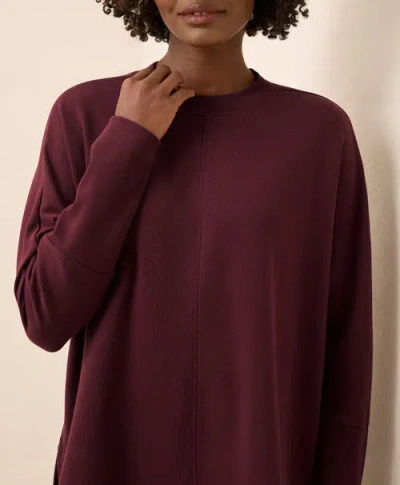 Pact Organic Cotton Airplane Long Sleeve Poncho In Burgundy