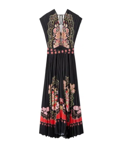 La Doublej Belted Pleated Printed Crepe De Chine Maxi Dress In Multi