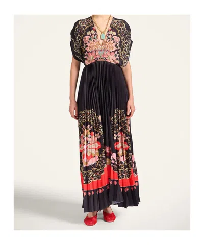 La Doublej Belted Pleated Printed Crepe De Chine Maxi Dress In Multi