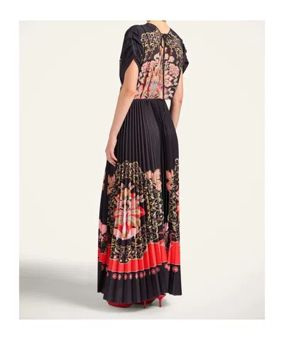 La Doublej Belted Pleated Printed Crepe De Chine Maxi Dress In Multi