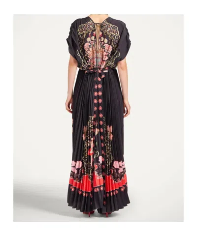 La Doublej Belted Pleated Printed Crepe De Chine Maxi Dress In Multi