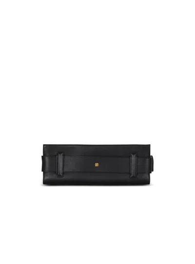 Balmain Anthem Buckle-detail Calfskin-leather Clutch In Black