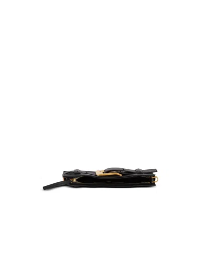 Balmain Anthem Buckle-detail Calfskin-leather Clutch In Black