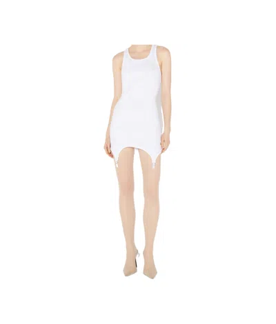 Jean Paul Gaultier Ribbed Mini Dress In White