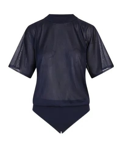 Alaïa Short-sleeved Bodysuit In Blue