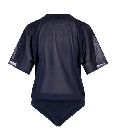 Alaïa Short-sleeved Bodysuit In Blue
