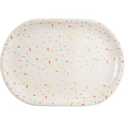 Totalee Gift Confetti Platter Ceramic White In White