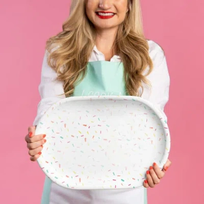 Totalee Gift Confetti Platter Ceramic White In White