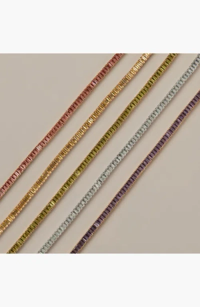 Aurate New York Lab Grown Green Peridot Baguette Tennis Bracelet In Yellow