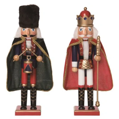 Transpac Wood Fancy Nutcracker Set Of 2 Decorative Christmas Decor In Multi