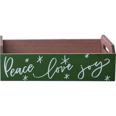 Transpac Wood Green Peace Love Joy Merry Christmas Container In Green