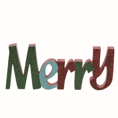 Transpac Wood Multicolor Christmas Merry Glitz Decor In Multi