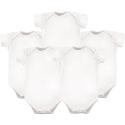 Luvable Friends Five-piece Infant Bodysuit Set In White