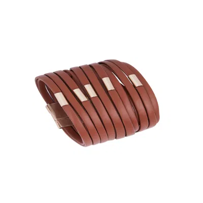 Saachi Women's Brown Multi Strand Vegan Leather Sienna Bracelet In Brown