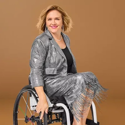 Jamey Perry For Jcpenney Jamey Perry X Jcpenney Womens Adaptive Sequin Cropped Blazer In Silver