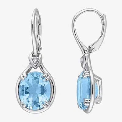 Fine Jewelry Womens Genuine Blue Topaz Sterling Silver Drop Earrings In Transparent