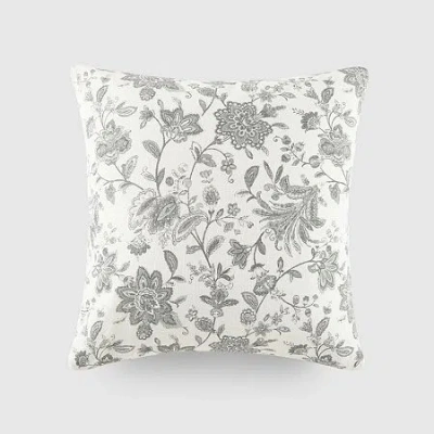 Casual Comfort Jacobean Cotton Square Throw Pillow In Gray