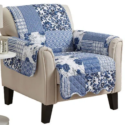 Linery Patchwork Chair Protector In Blue