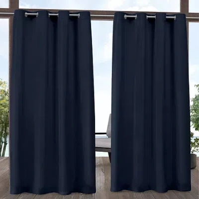 Exclusive Home Curtains Solid Grommet Top Light-filtering Set Of 2 Outdoor Curtain Panel In Blue