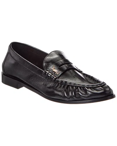 Saint Laurent Le Loafer Loafers In Polished Wrinkled Leather In Black