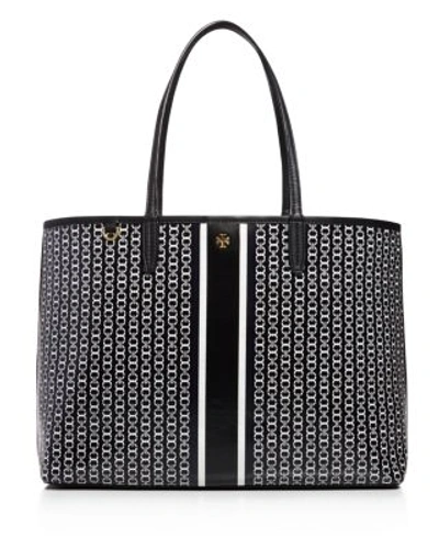 Shop Tory Burch Gemini Link Tote In Black Gemini Link Stripe