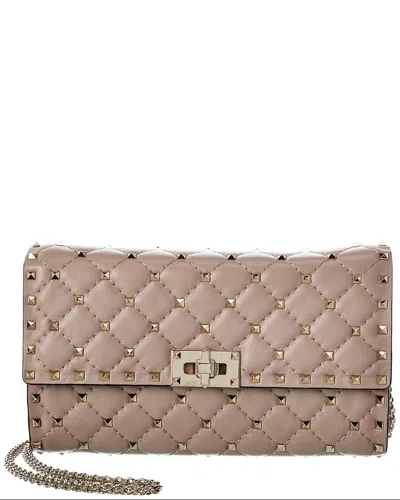Valentino Rockstud Spike Leather Crossbody In Pink