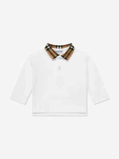 Burberry Baby Boys Mini Johane Long Sleeve Polo Shirt In White