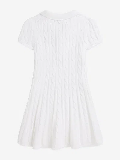 Ralph Lauren Girls Cotton Cable Knit Dress In White