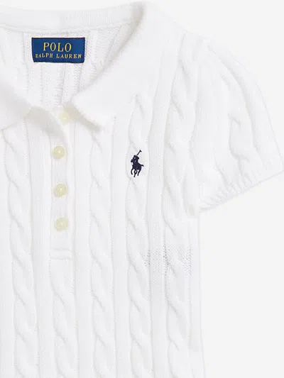 Ralph Lauren Girls Cotton Cable Knit Dress In White