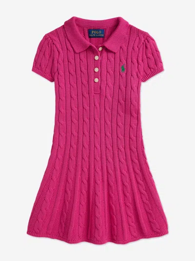 Ralph Lauren Girls Classic Cable Knit Dress In Pink