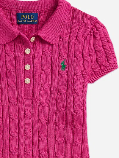 Ralph Lauren Girls Classic Cable Knit Dress In Pink