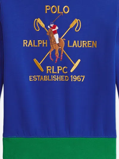Ralph Lauren Girls Half Zip Tech Sweatshirt In Blue