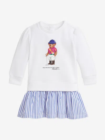 Ralph Lauren Baby Girls Polo Bear Sweater Dress In White