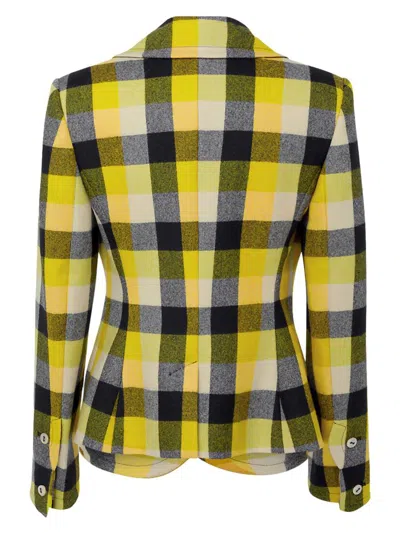 Vivienne Westwood Georgia Jacket Check Wool Pixel-check 44 Women In Yellow