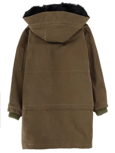 Dolce & Gabbana Green Hooded Parka Coat In Brown