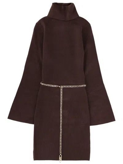 Michael Kors Knitted Mini Dress In Brown