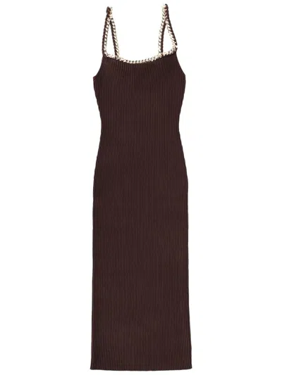Michael Kors Midi Dress With Chain In Brown