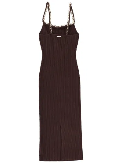 Michael Kors Midi Dress With Chain In Brown