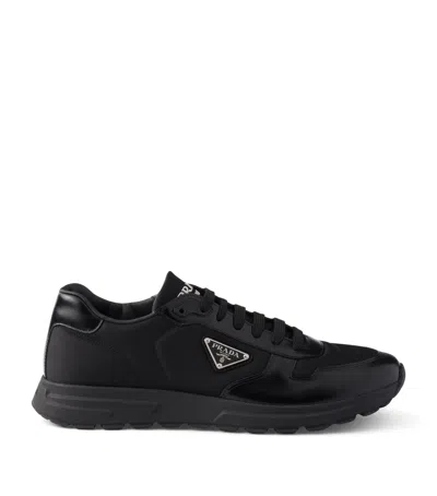 Prada Mens Black Prax 2.0 Re-nylon Shell And Leather Trainers Eur 41.5 / 7.5 Uk