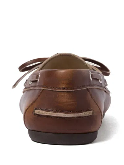 Miu Miu Unlined Bleached Leather Loafers In Brown