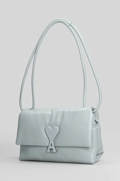 Ami Alexandre Mattiussi Voulez Vous Bag Shoulder Bag In Cyan Leather In Blue