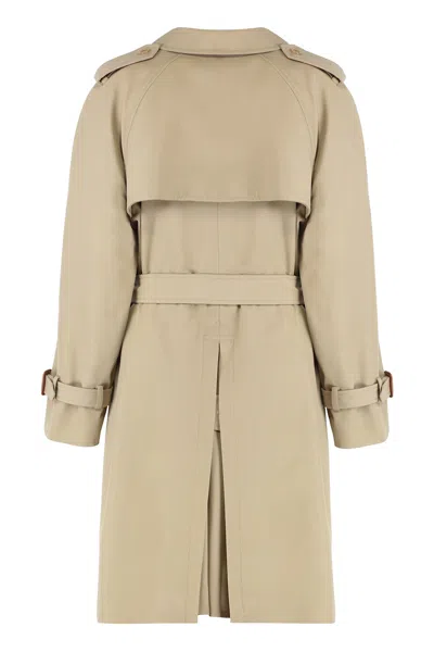 Celine Trench Coat In Mixed Cotton In Brown
