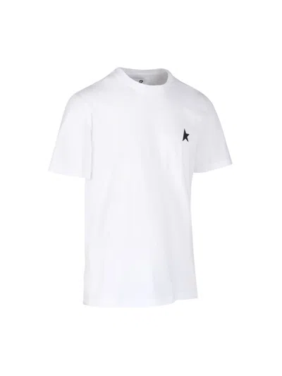 Golden Goose White T-shirt With Round Neck And One Star Logo Print On The Front In Cotton Man