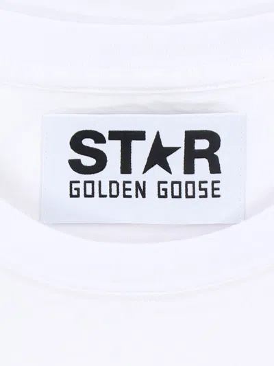 Golden Goose White T-shirt With Round Neck And One Star Logo Print On The Front In Cotton Man