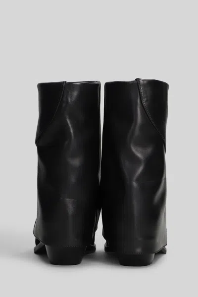 Julie Dee Texan Ankle Boots In Black Suede And Leather In Black