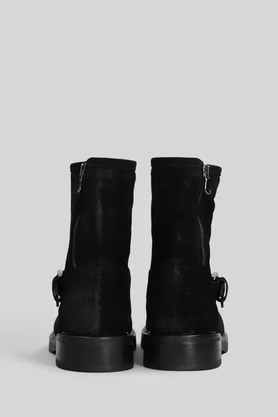 Julie Dee Low Heels Ankle Boots In Black Suede In Black