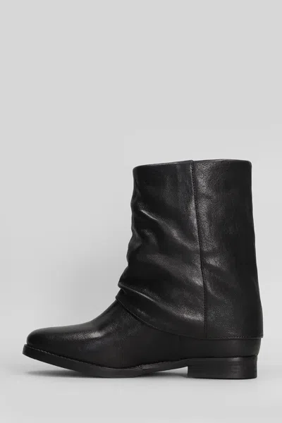 Julie Dee Low Heels Ankle Boots In Black Suede In Black